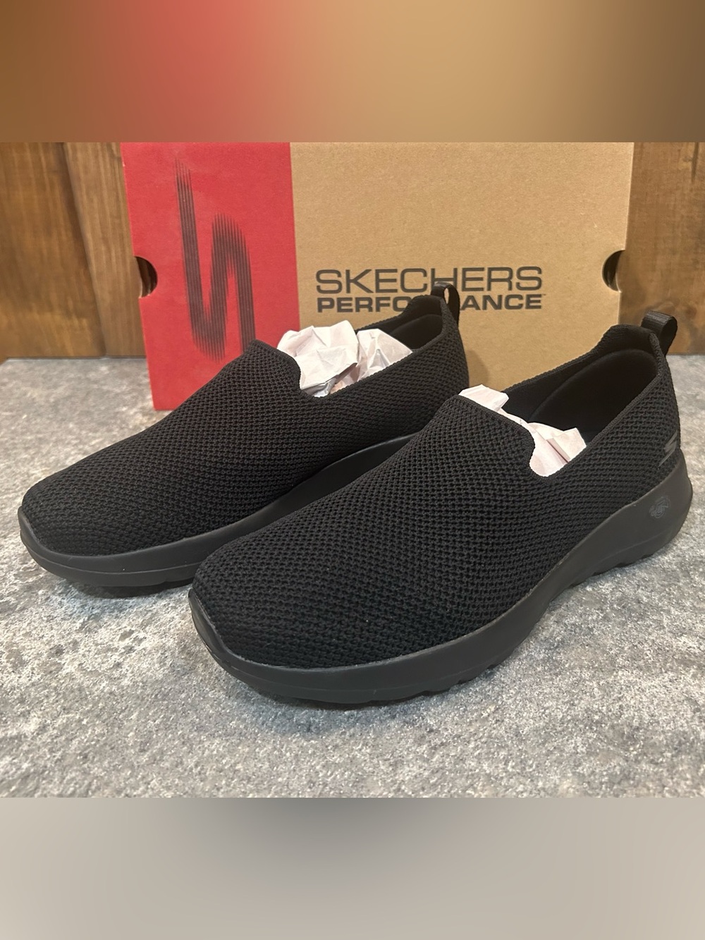 Skechers GO WALK Joy Sensational Day Black Slip-On Shoes Women’s 6.5